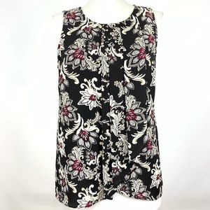 White House Black Market  USED  Paisley Floral Sleeveless Top.  Size 2